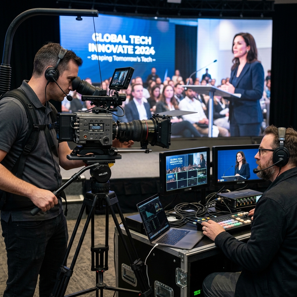 Media team recording a session